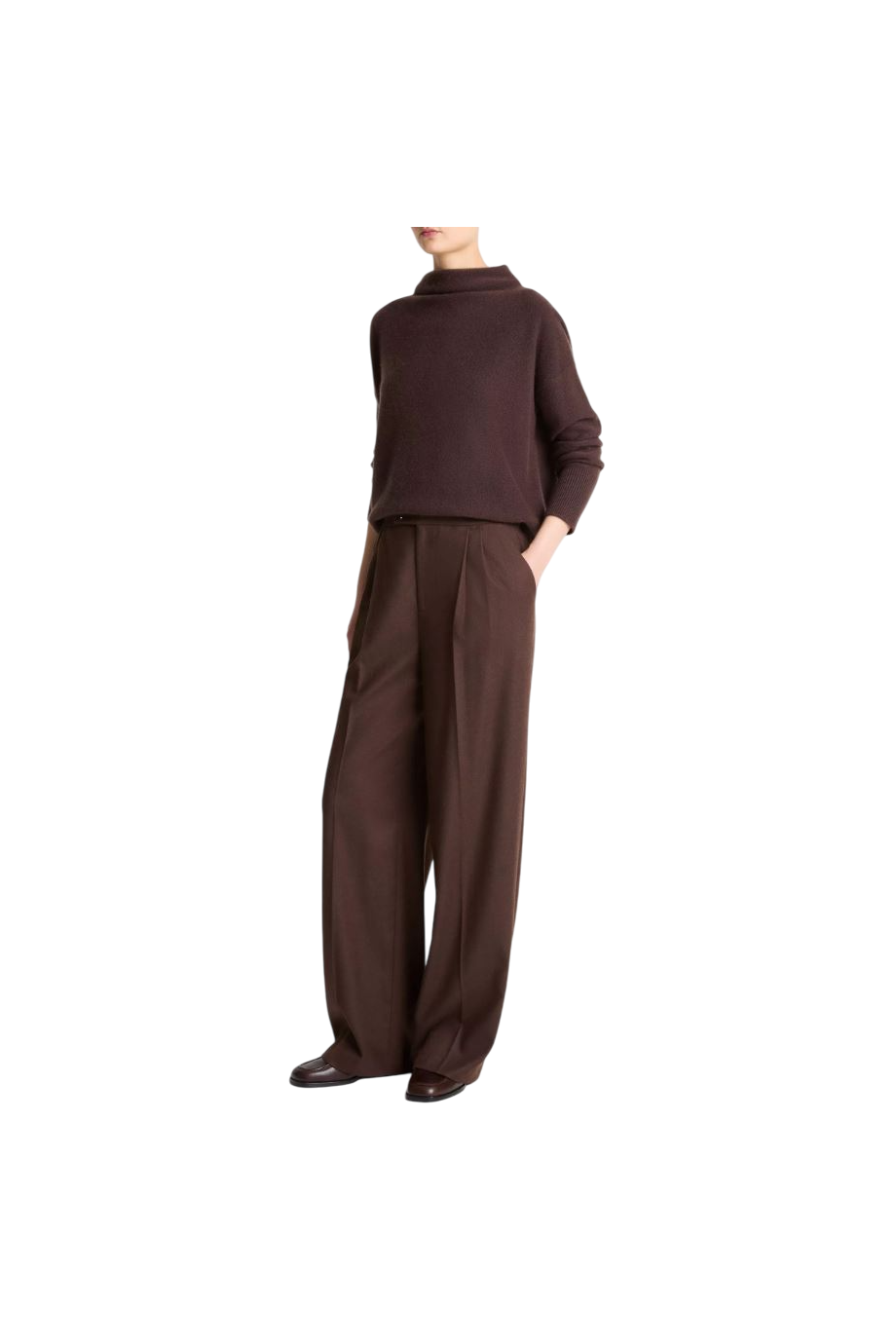 Pleated wool-blend pants