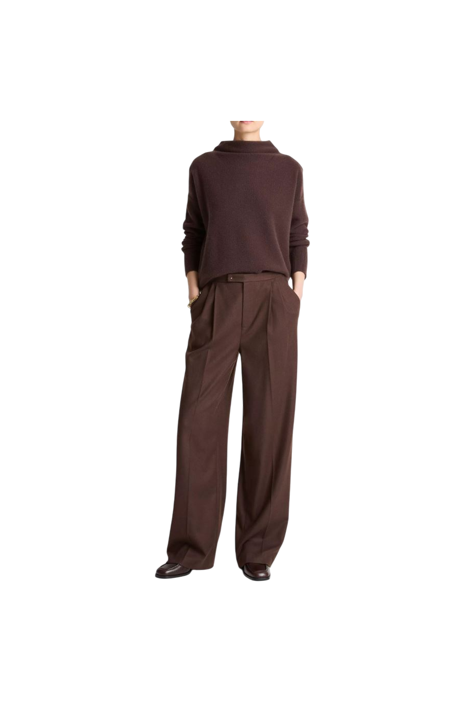 Pleated wool-blend pants