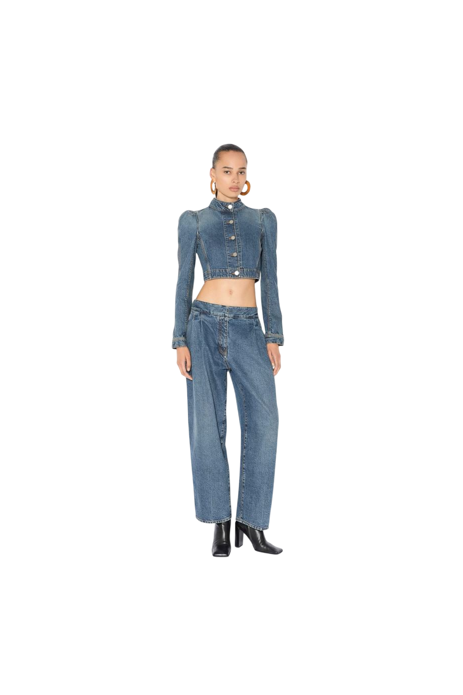 Pleated denim jeans 