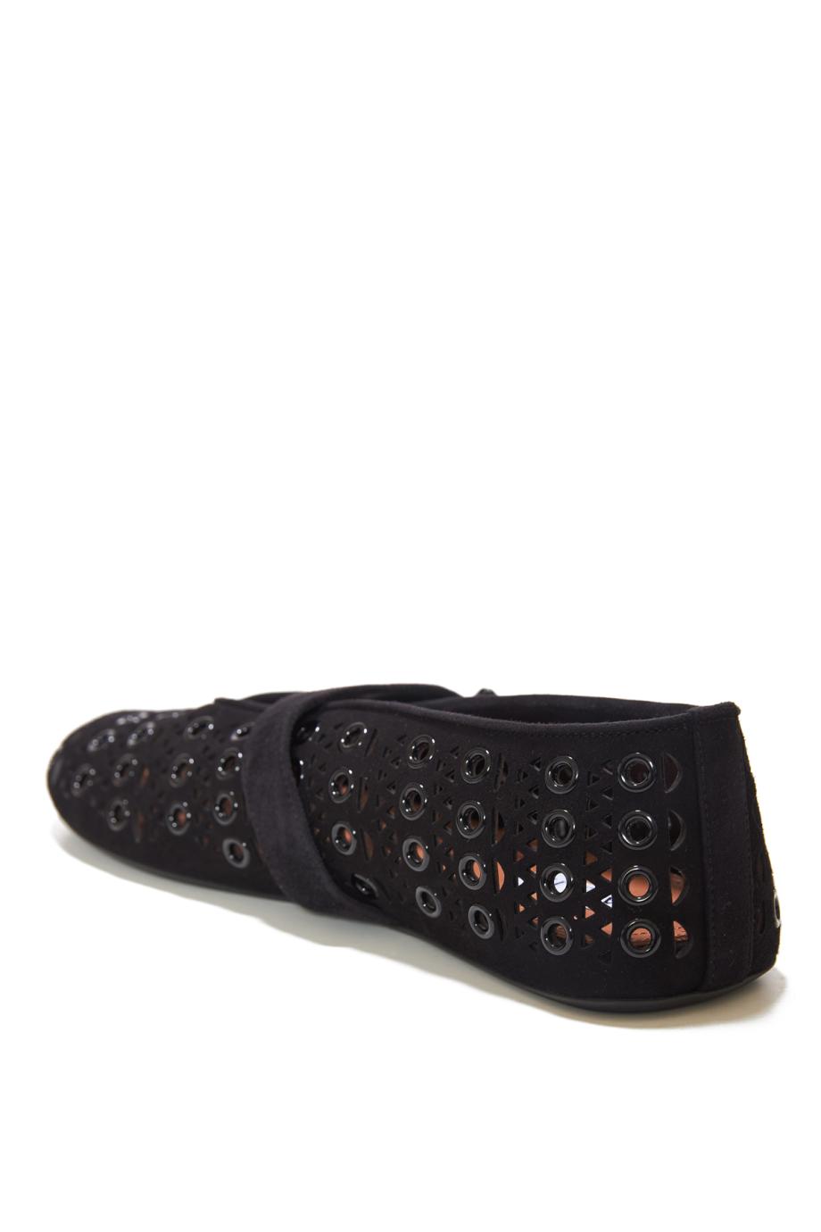 Ballet flats in vienne suede with eyelets