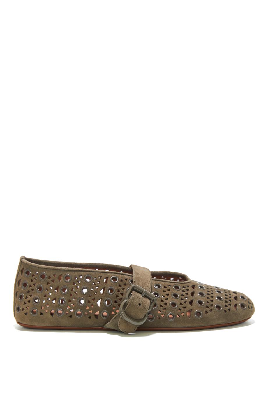 Allet flats in vienne suede with eyelets