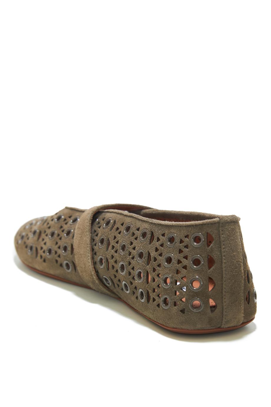 Allet flats in vienne suede with eyelets