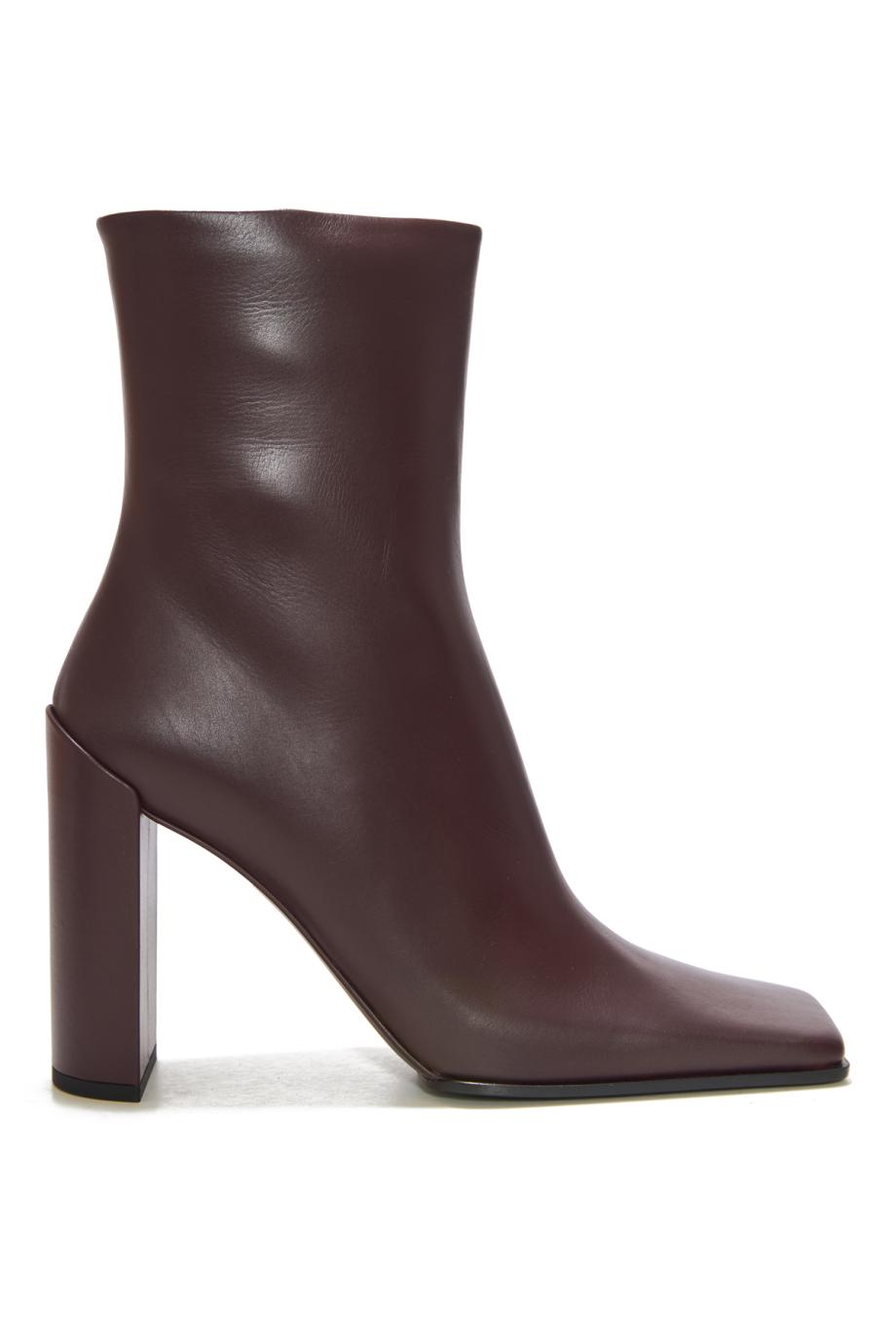 Square ankle boots in calfskin