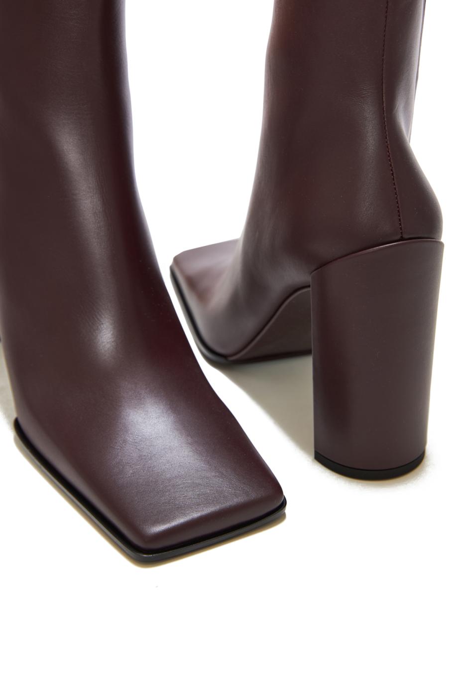 Square ankle boots in calfskin