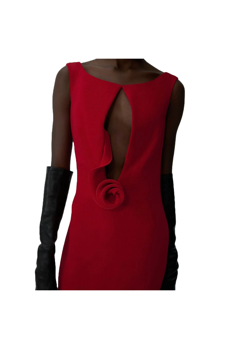 Appliquéd wool-gabardine midi dress