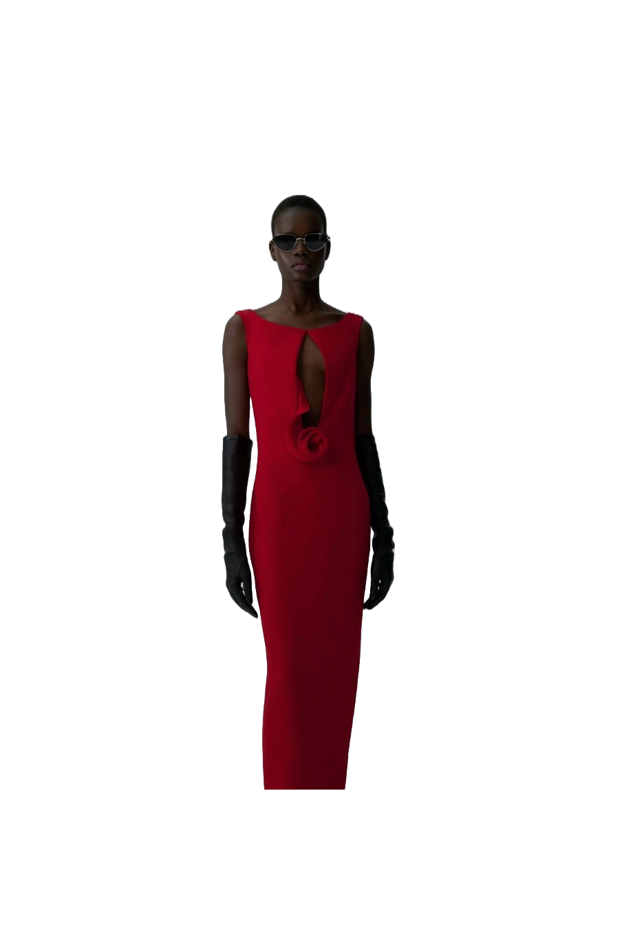Appliquéd wool-gabardine midi dress