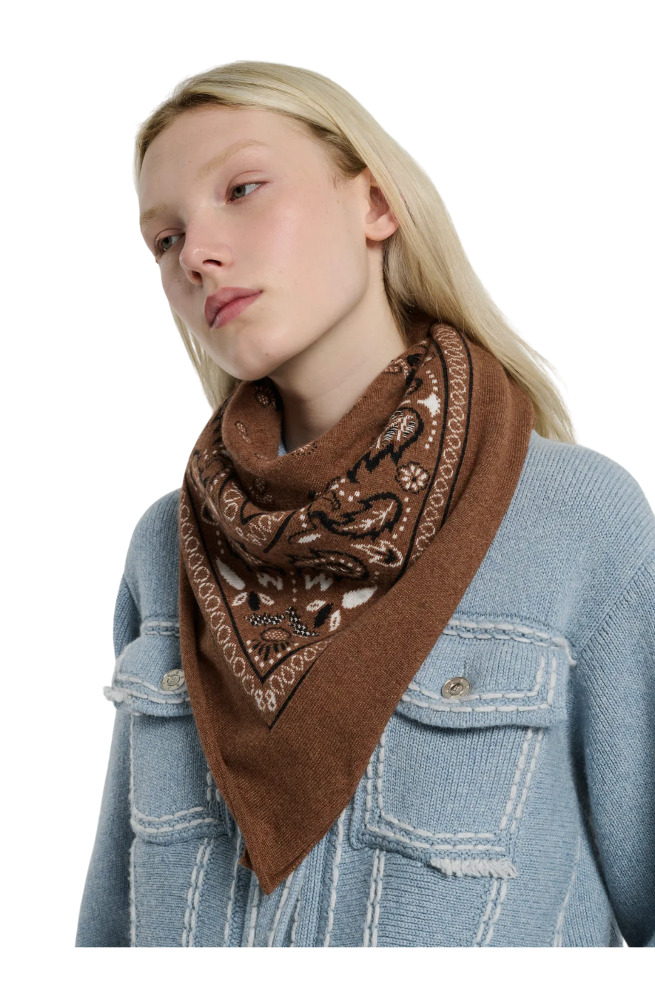 Bandana printed cashmere and cotton scarf
