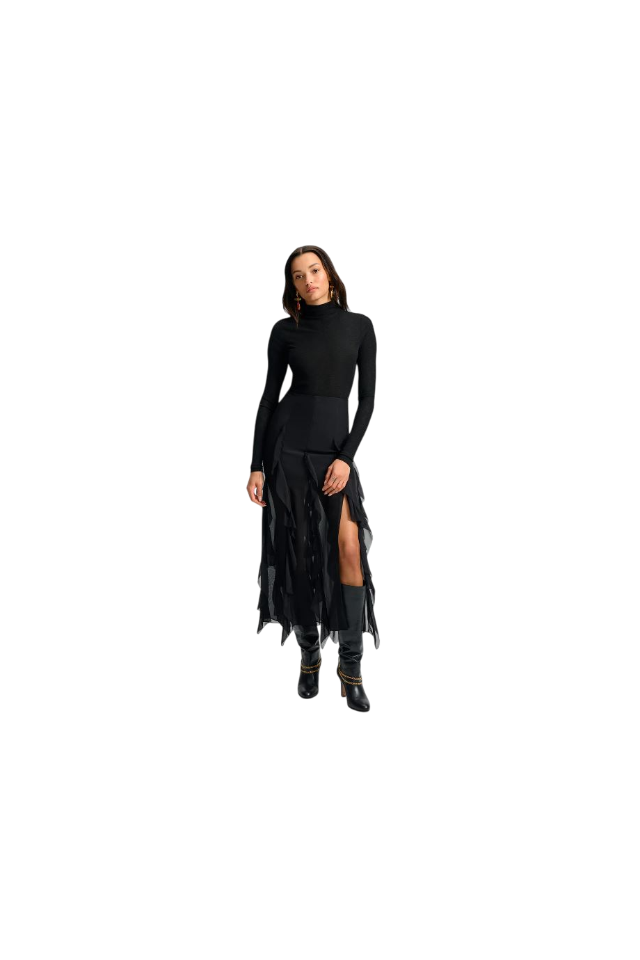 Ava ruffled silk maxi skirt