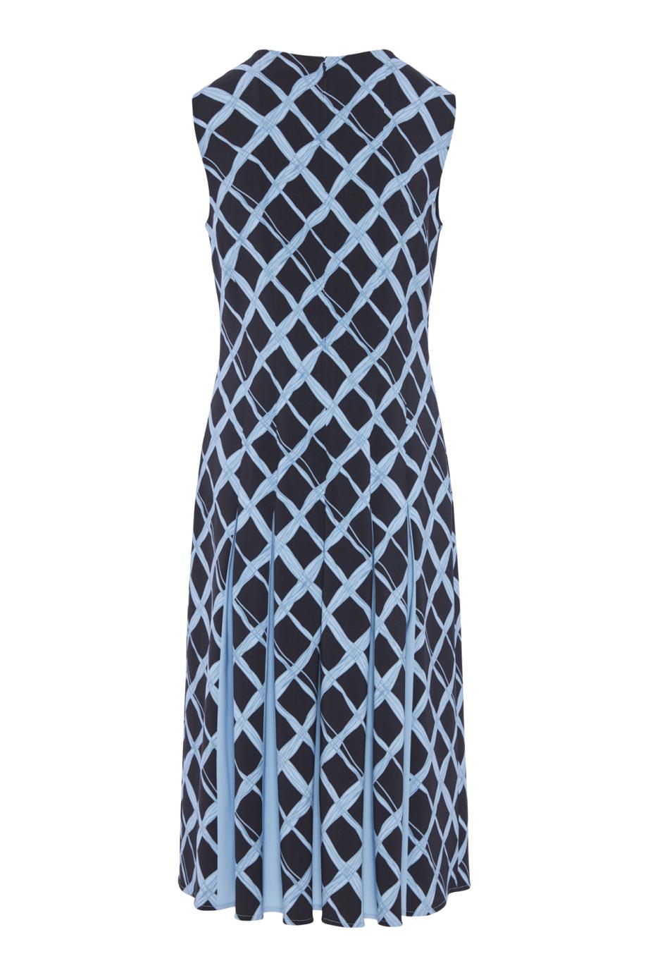 Pleated printed wool midi dress