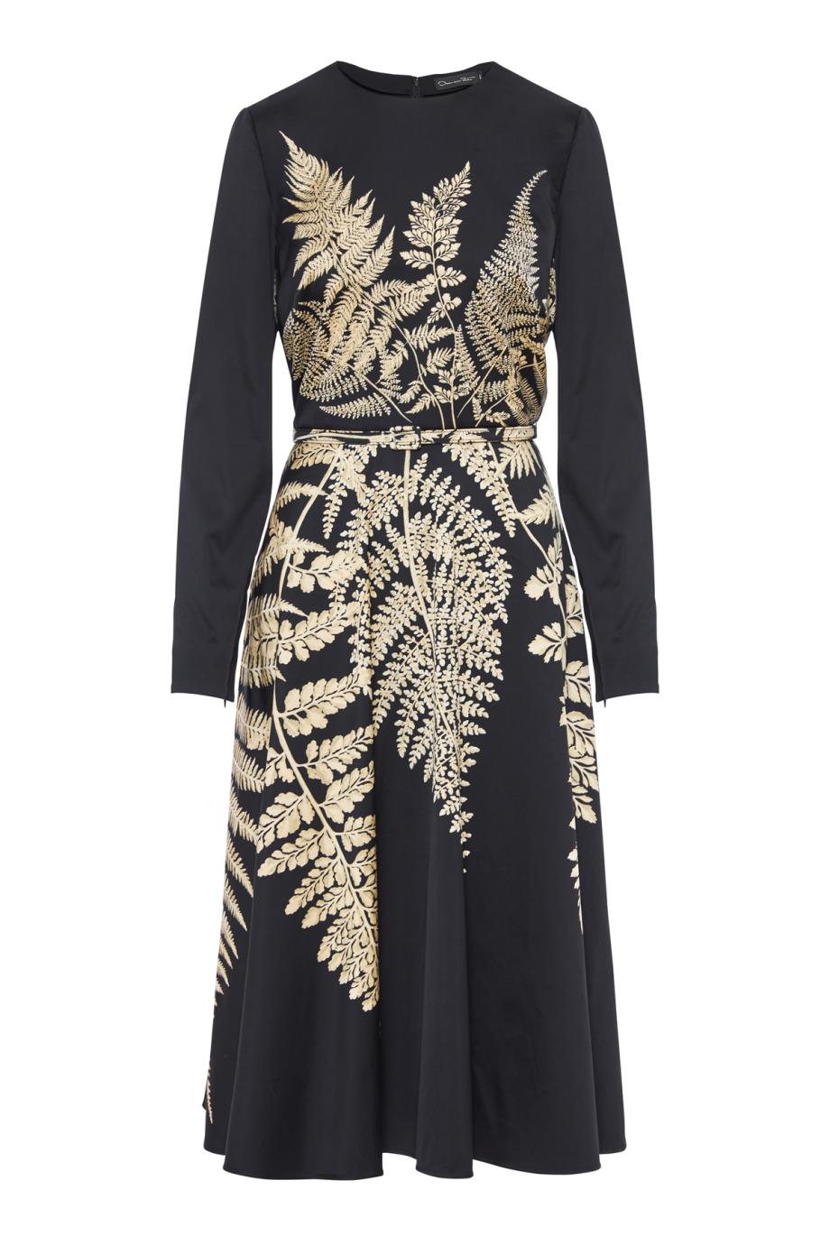 Fern printed coctail cotton and silk midi dress