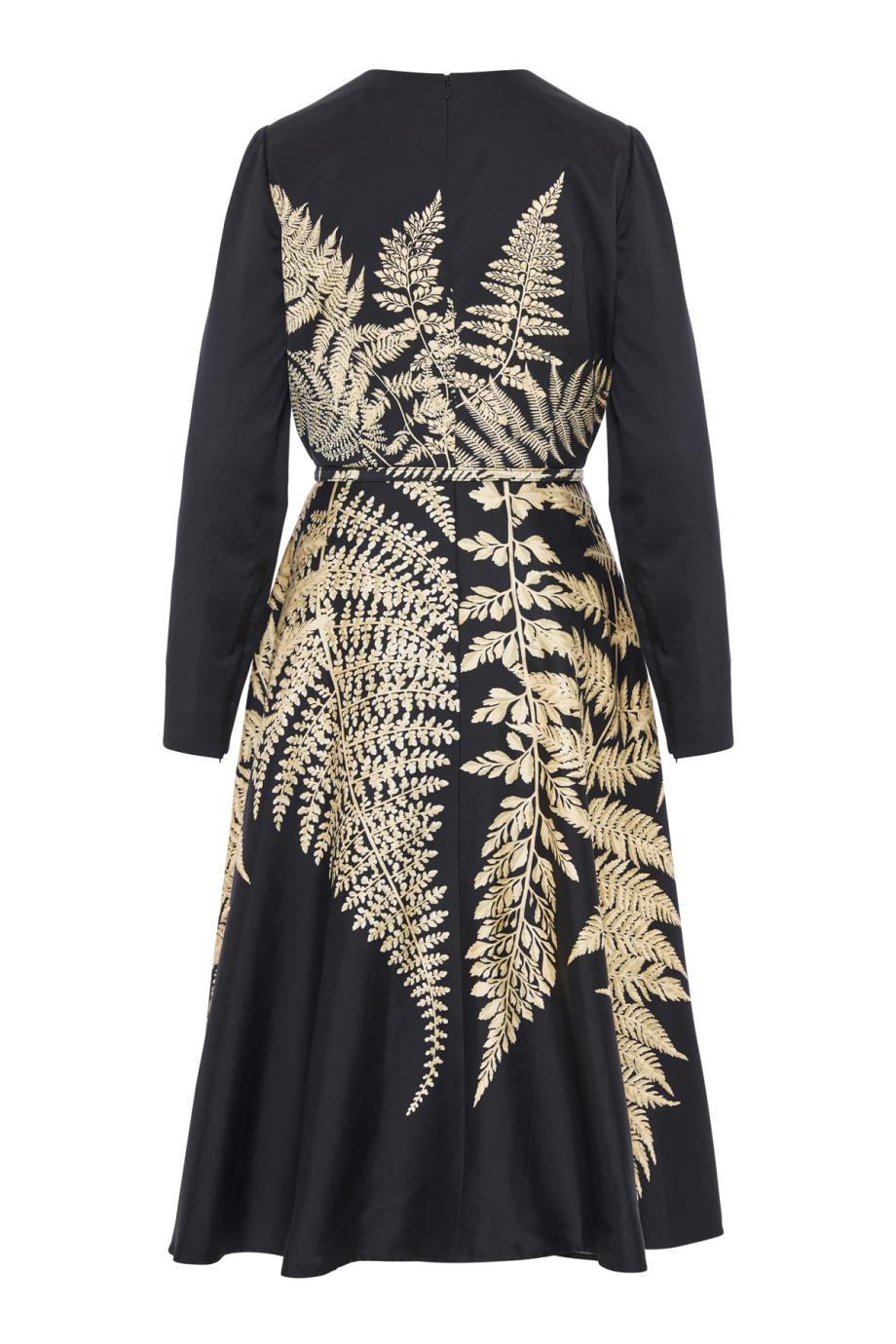 Fern printed coctail cotton and silk midi dress