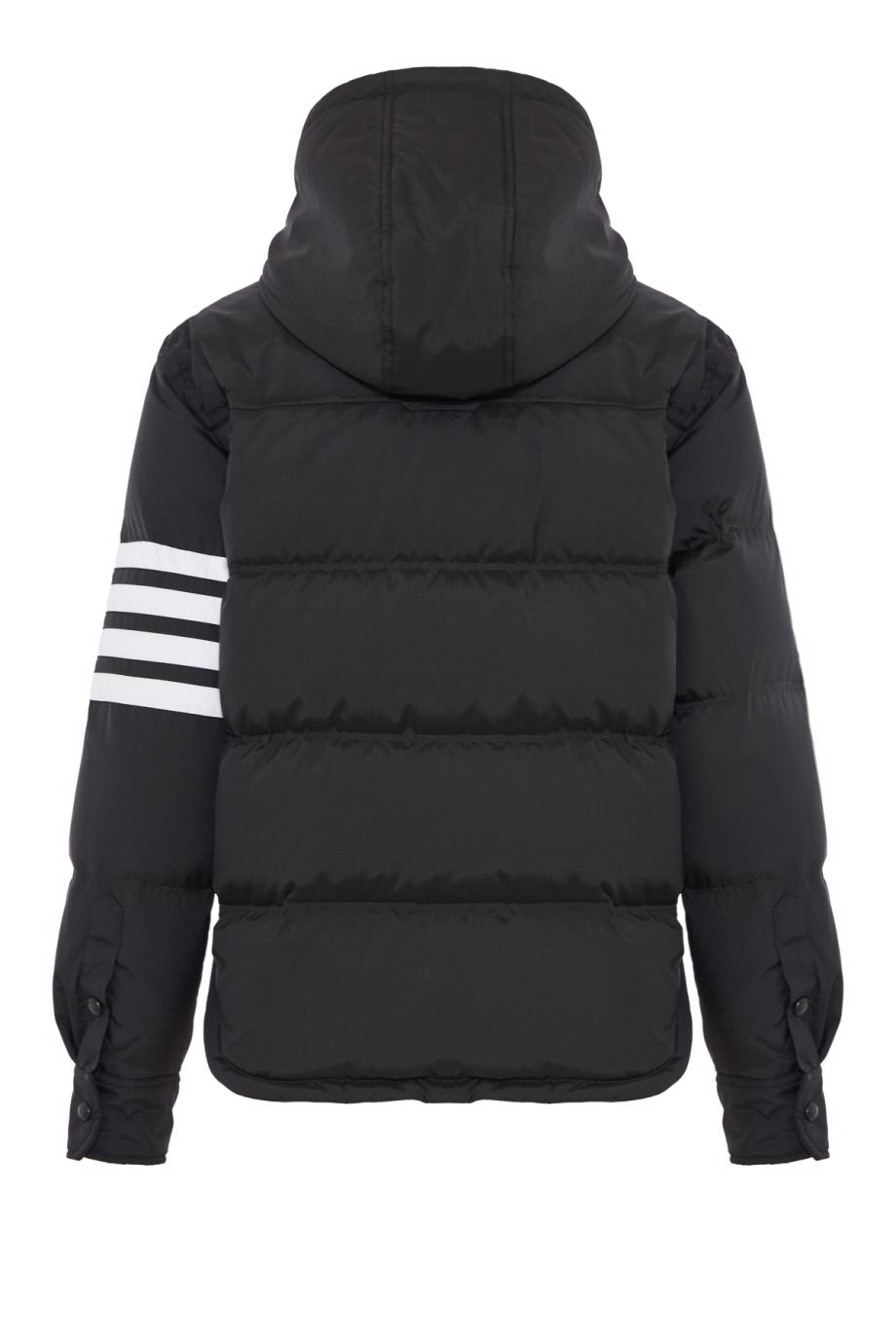 Striped padded down hooded jacket 