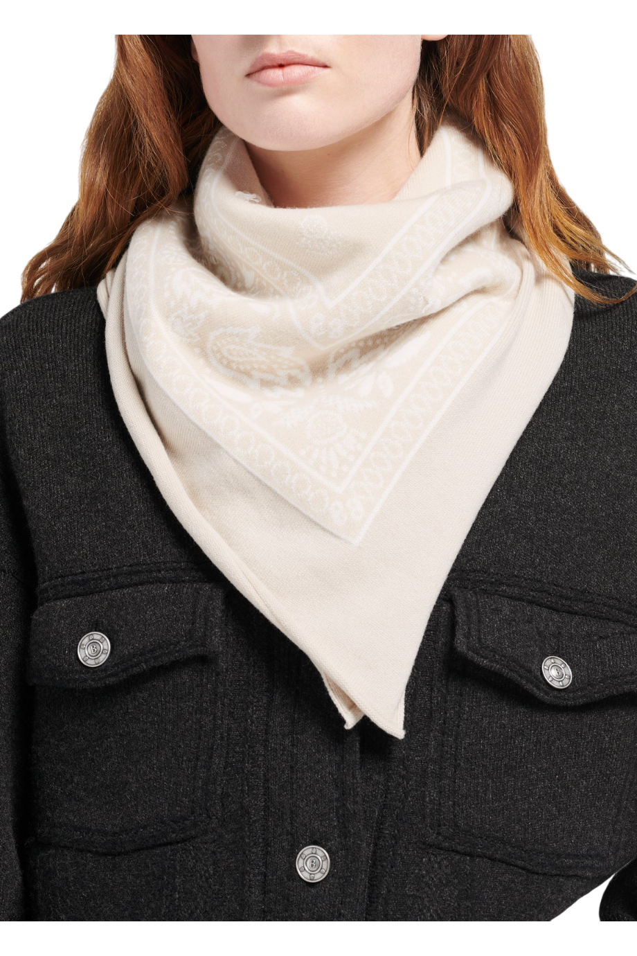 Bandana printed cashmere and cotton scarf