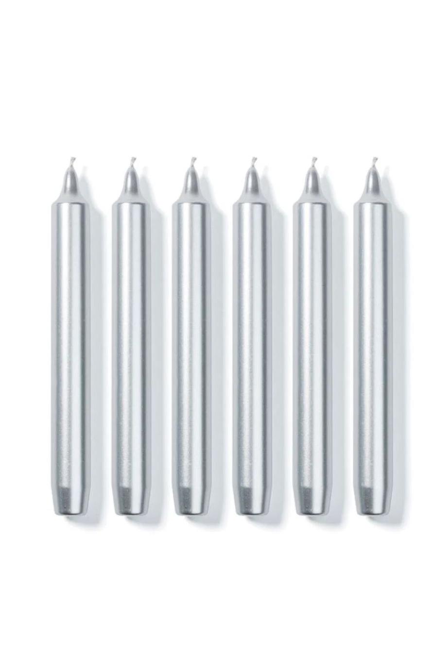Silver Madeleine 6 taper candles 20cm
