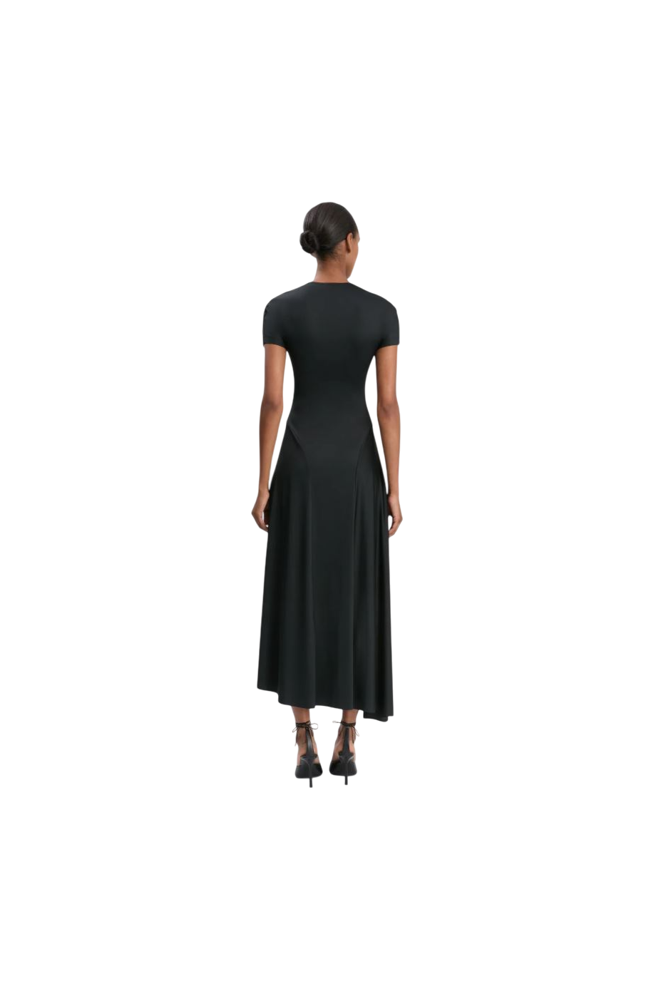Zipped Front Midi Dress In Black