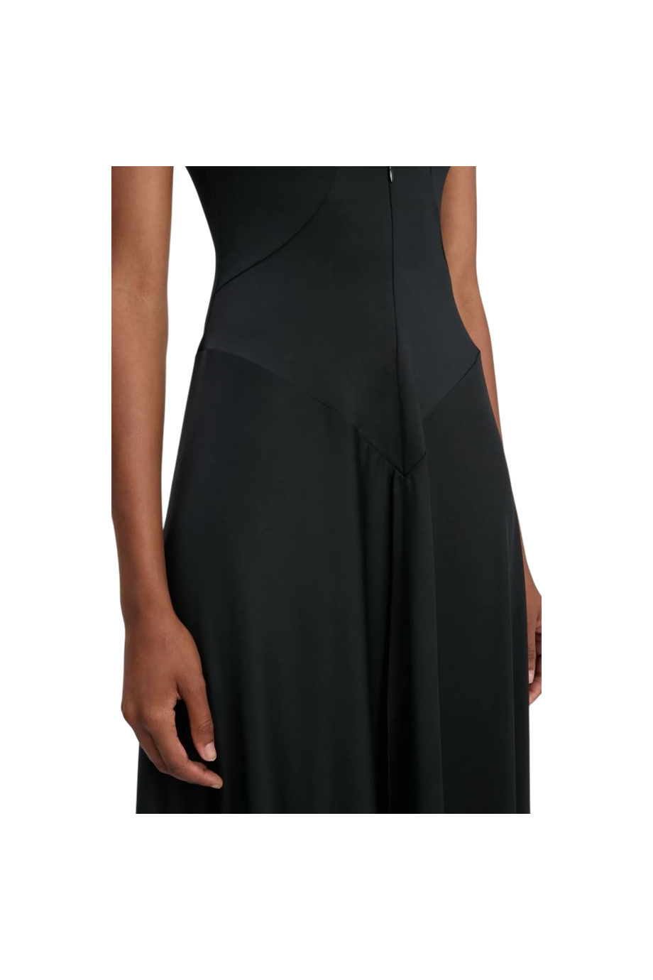 Zipped Front Midi Dress In Black