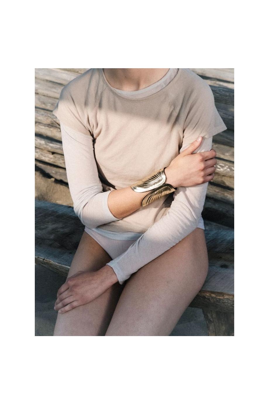 Anemos brass and leather cuff