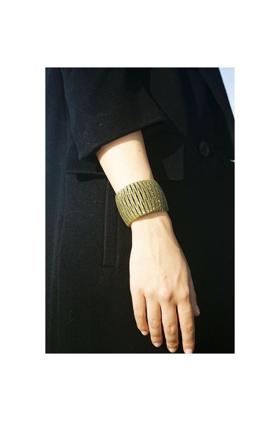 Crystal-embellished leather cuff 