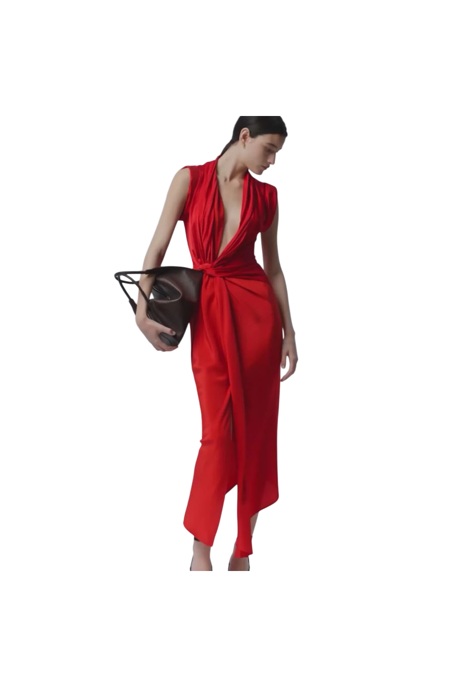 Asymmetric silk midi dress