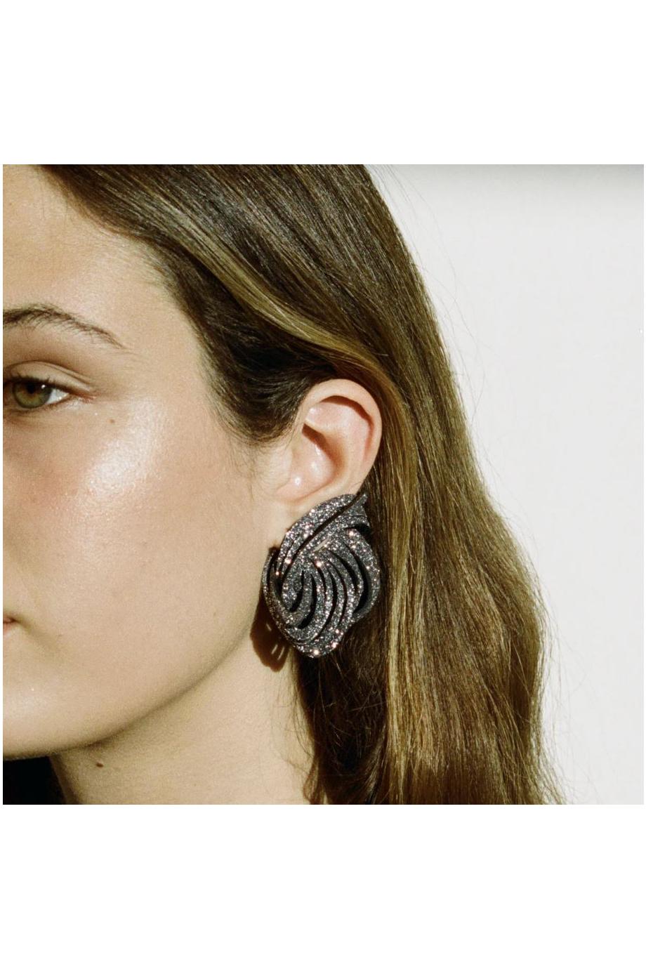Not A Knot embellished brass and leather earrings