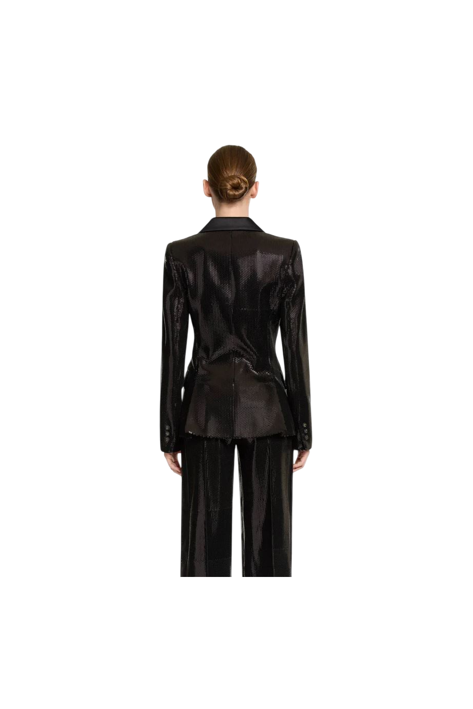 Satin-trimmed sequined blazer 