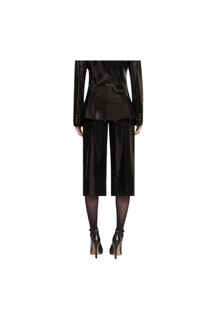Cropped sequinned satin pants