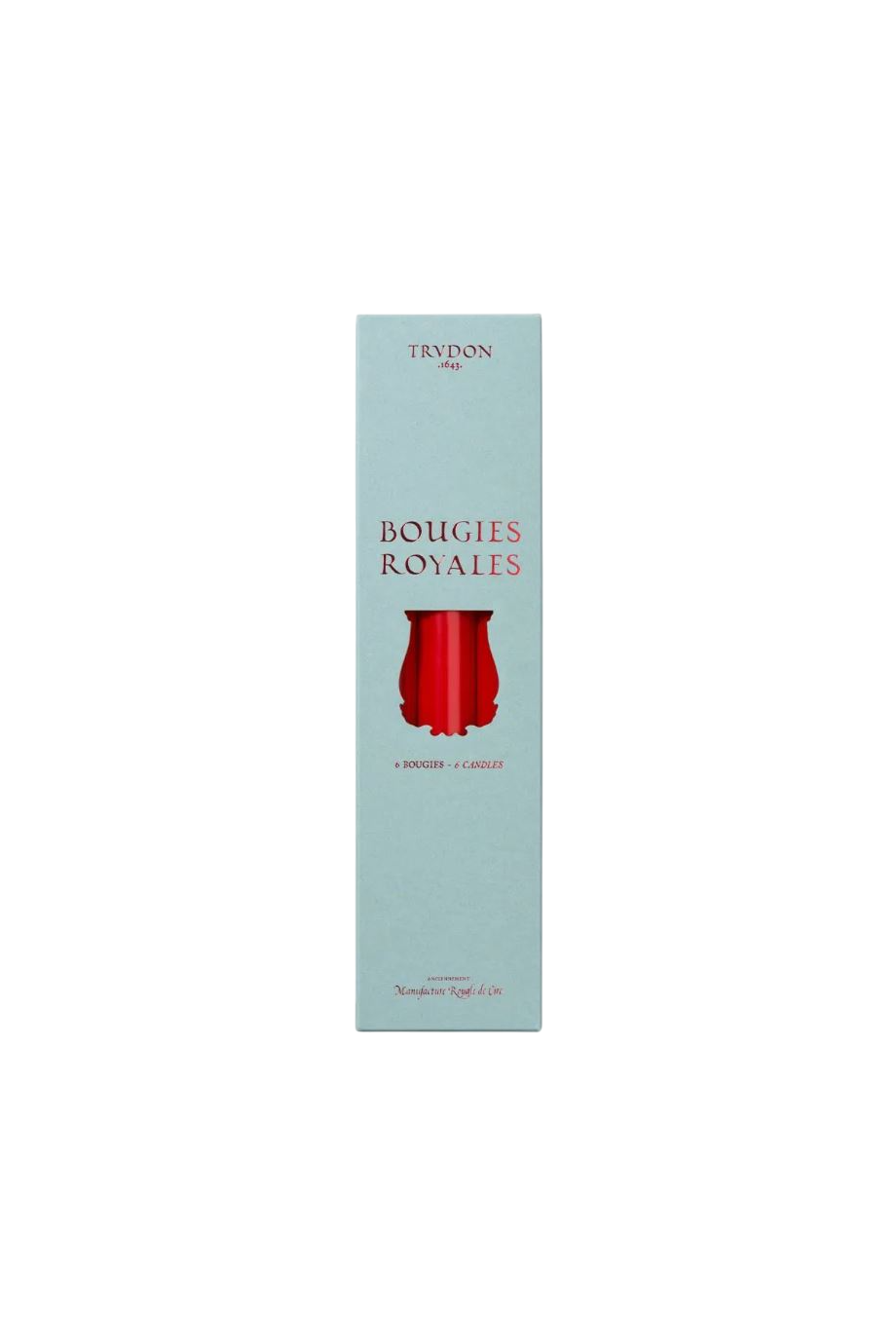 Red Bougies Royale 6 taper candles 28cm 