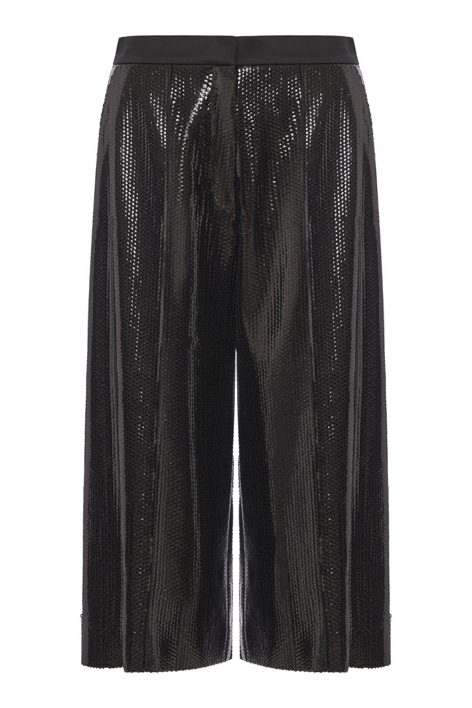 Sequin and Satin Cropped Pants in Black