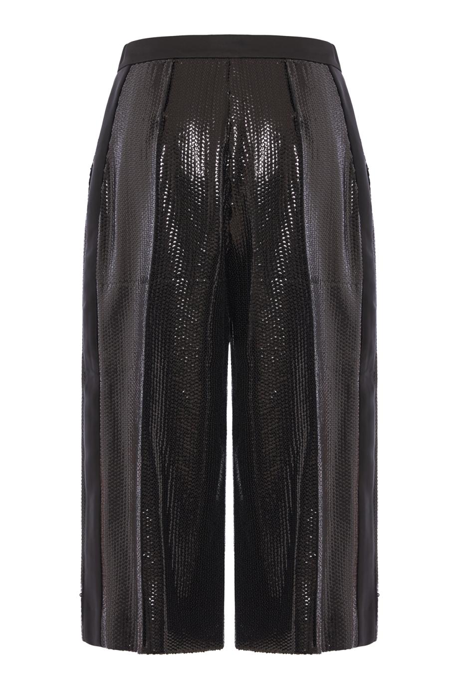 Sequin and Satin Cropped Pants in Black
