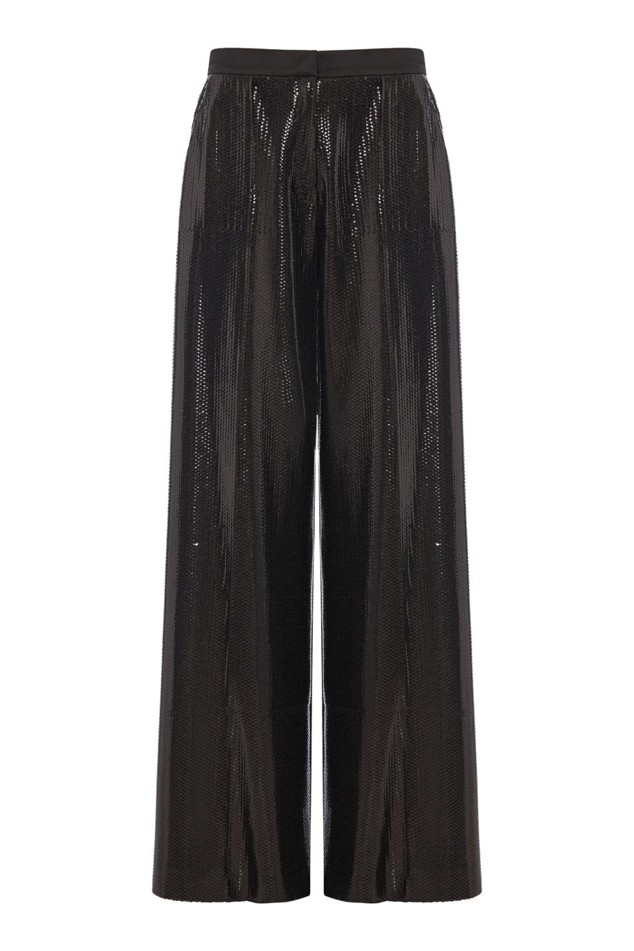 Sequin and Satin Flared Pants in Black