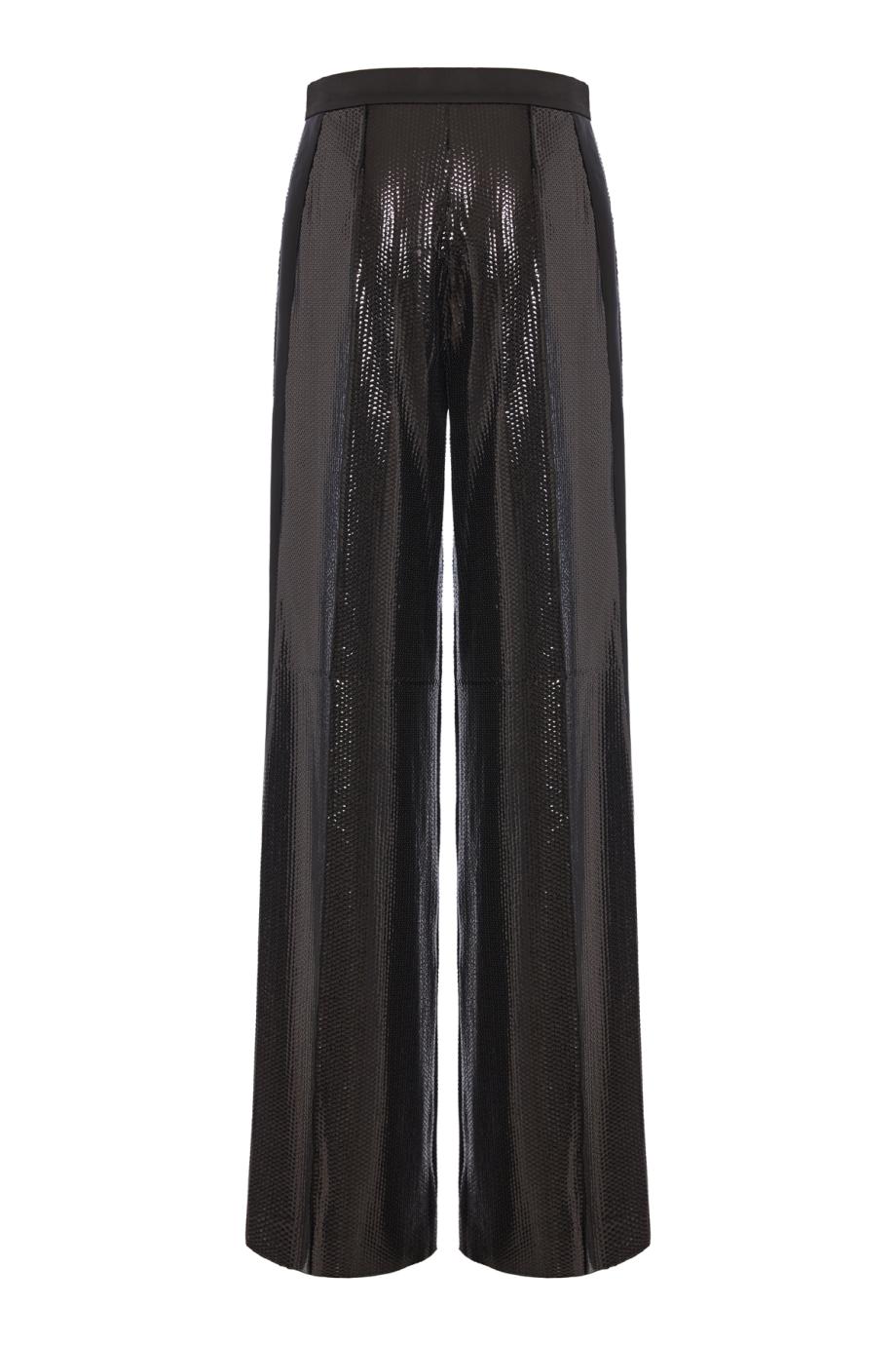 Sequin and Satin Flared Pants in Black
