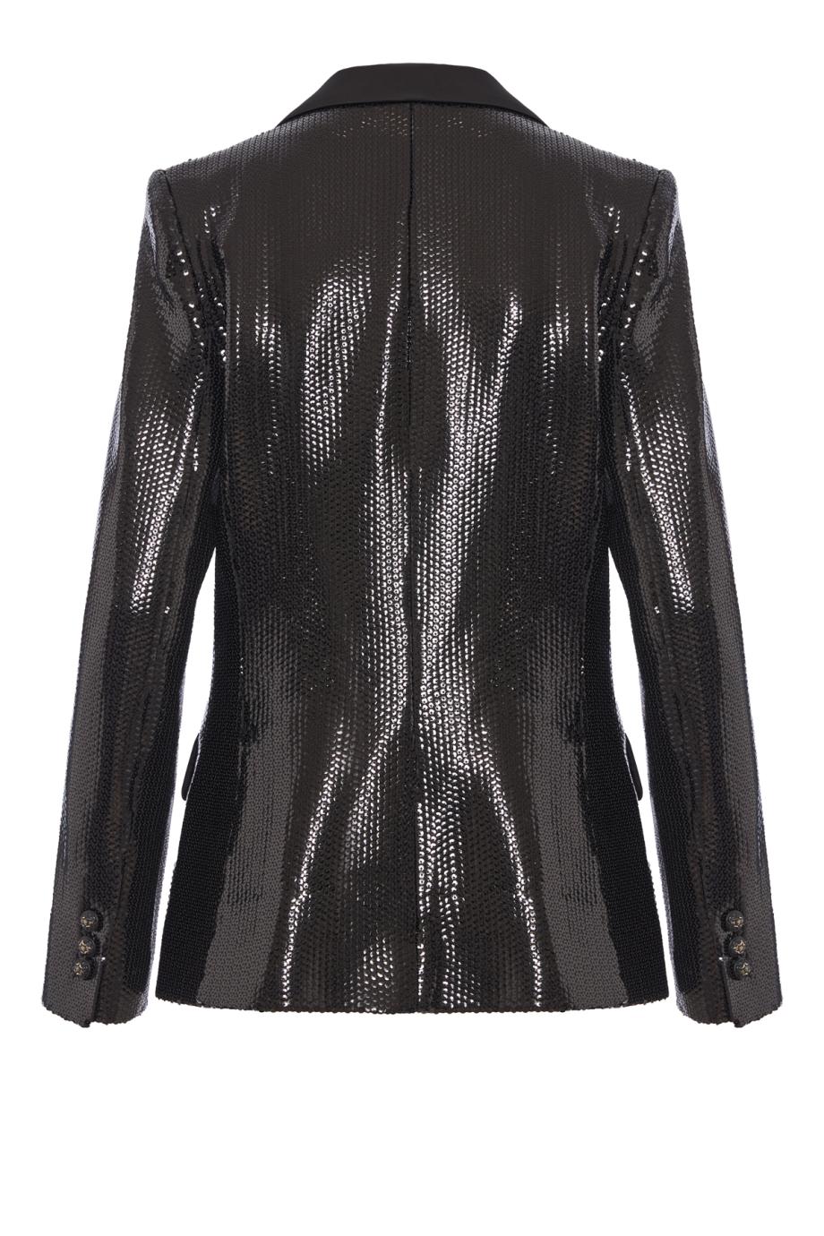 Sequin and Satin Blazer in Black