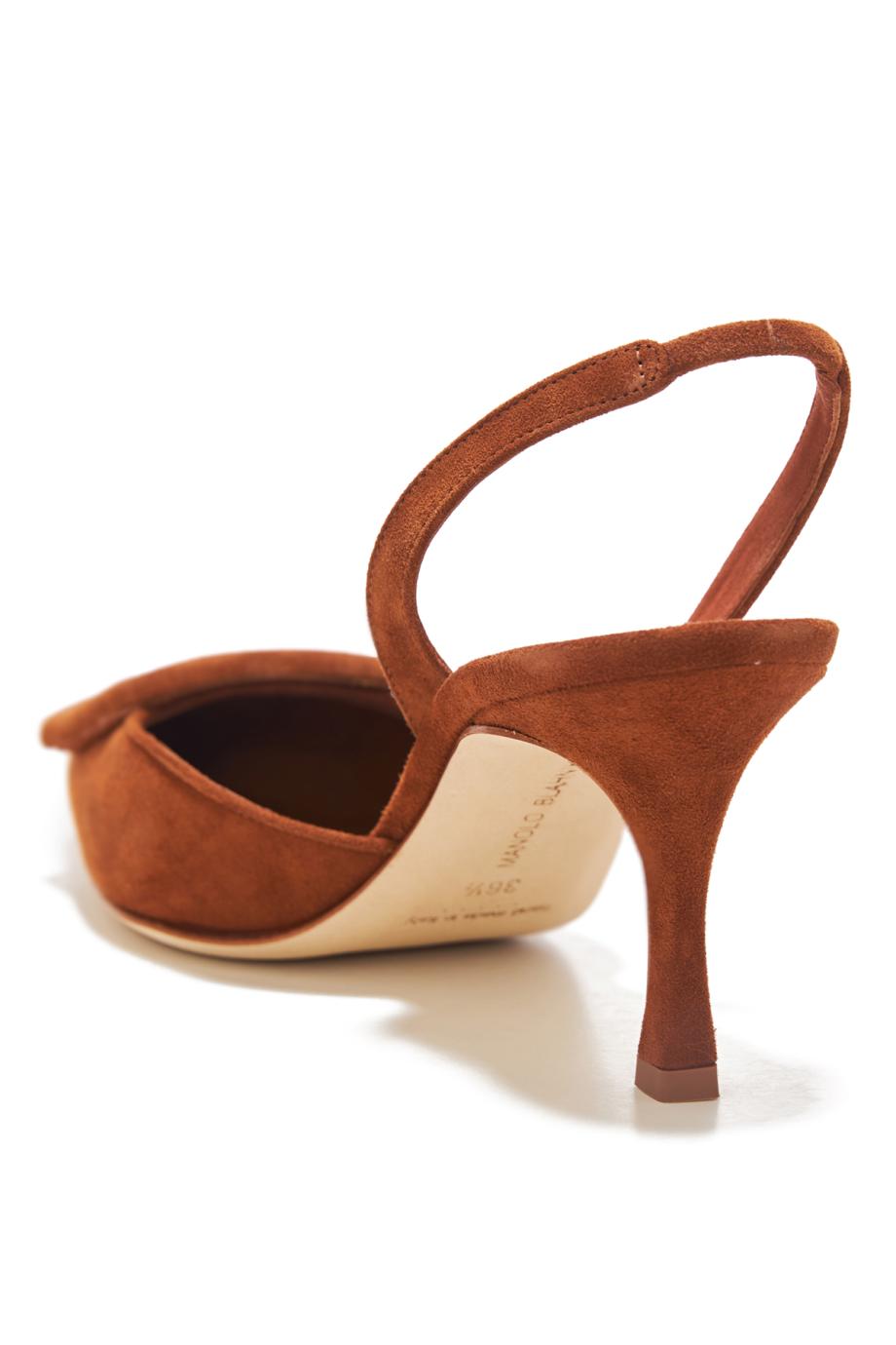 Maysli Brown Suede Buckle Detail Slingback 70 Pumps