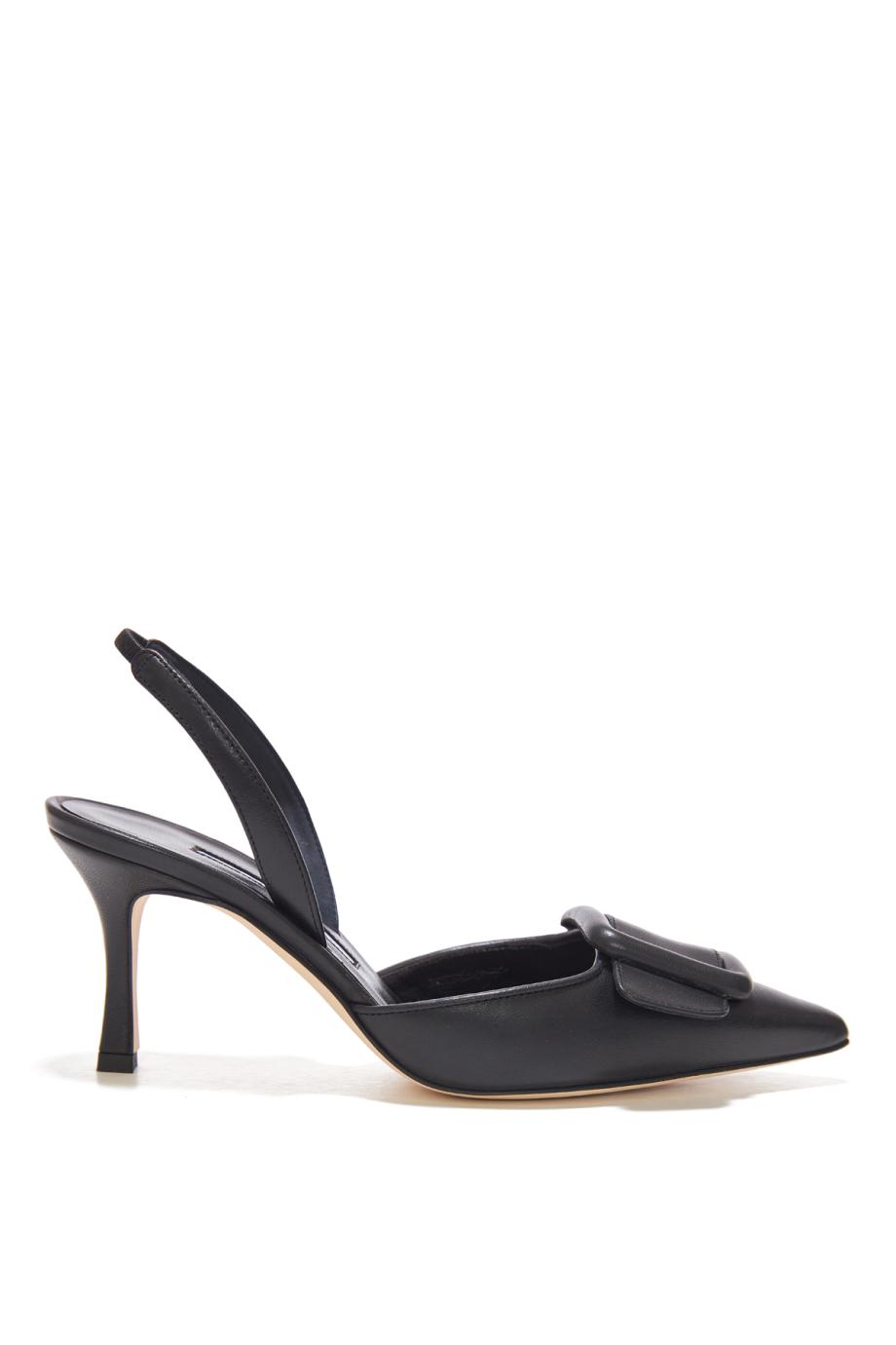 Maysli Black Nappa Leather Slingback 70 Pumps