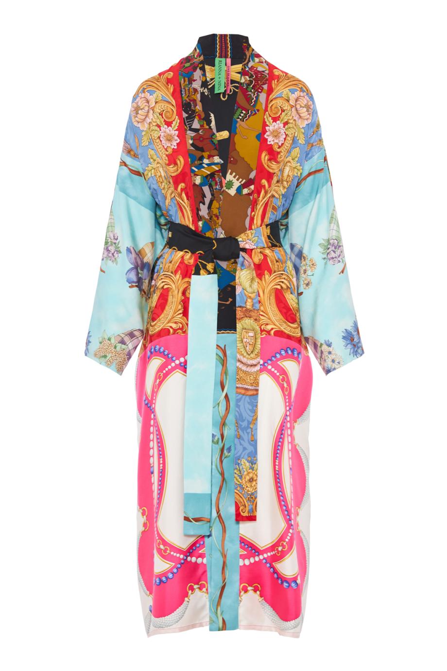 ONE-OF-A-KIND Printed silk kimono