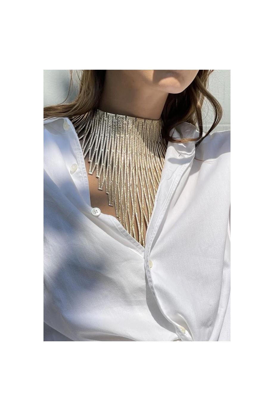 Luminus embellished leather choker
