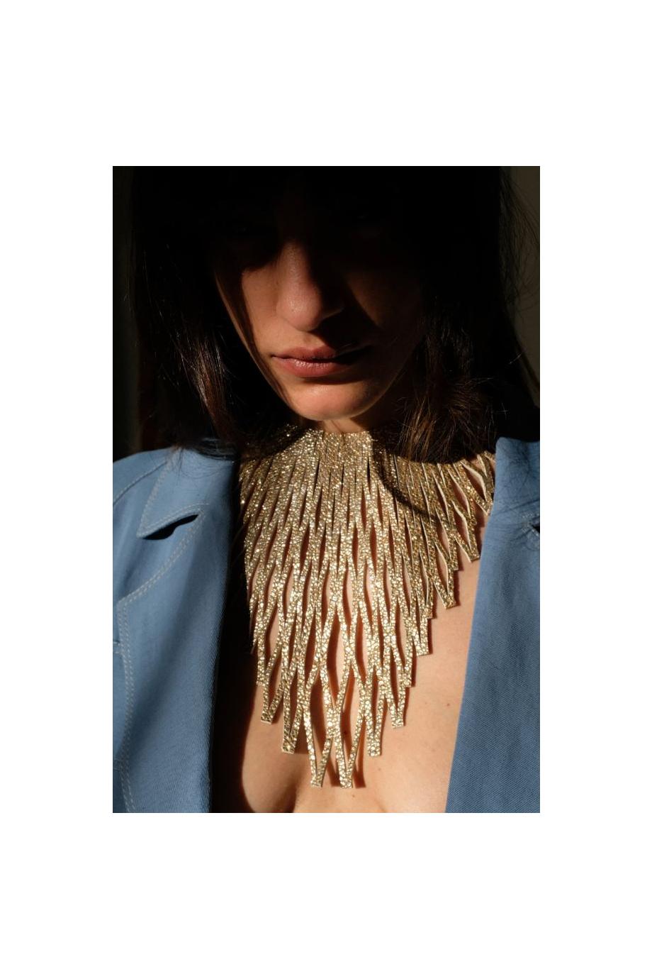 Luminus embellished leather choker