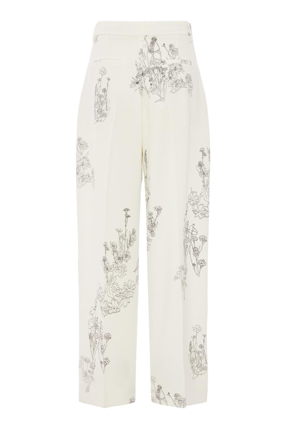 Wide Leg Trouser In Off-White Floral Print