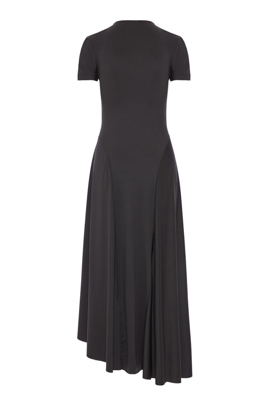 Zipped Front Midi Dress In Black