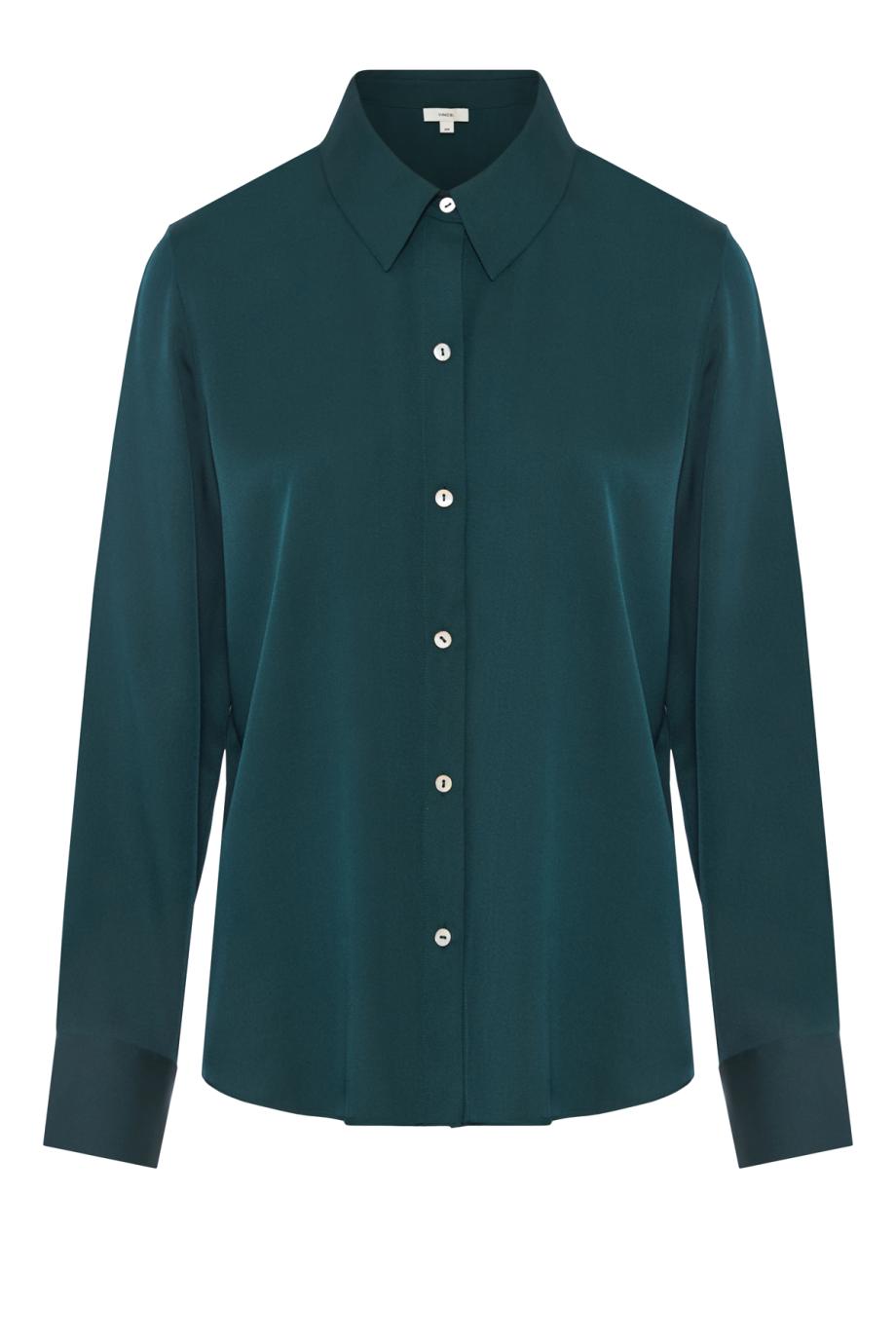 Silk-Blend Slim Button-Front Blouse