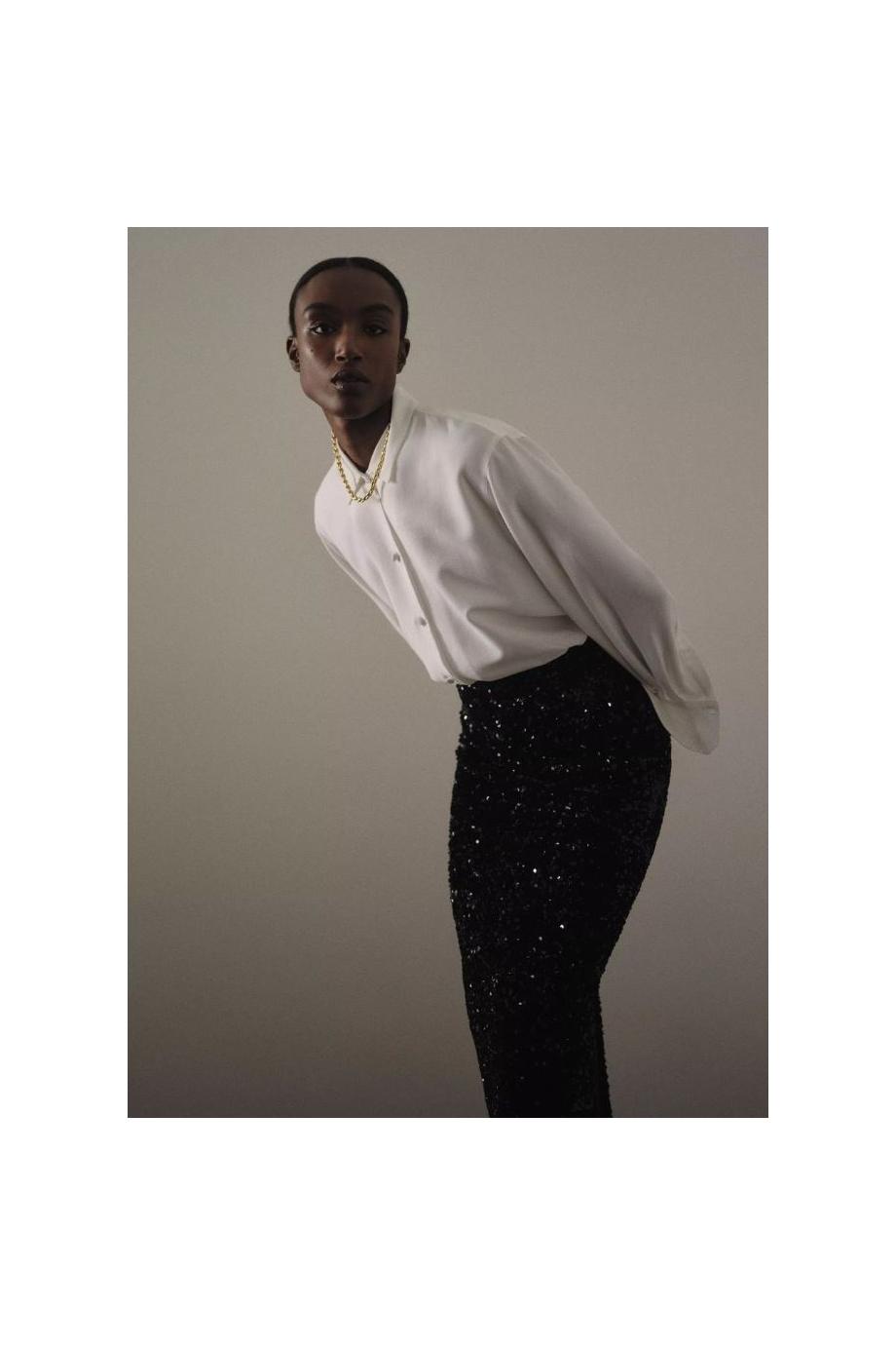 Sequined velvet maxi skirt 