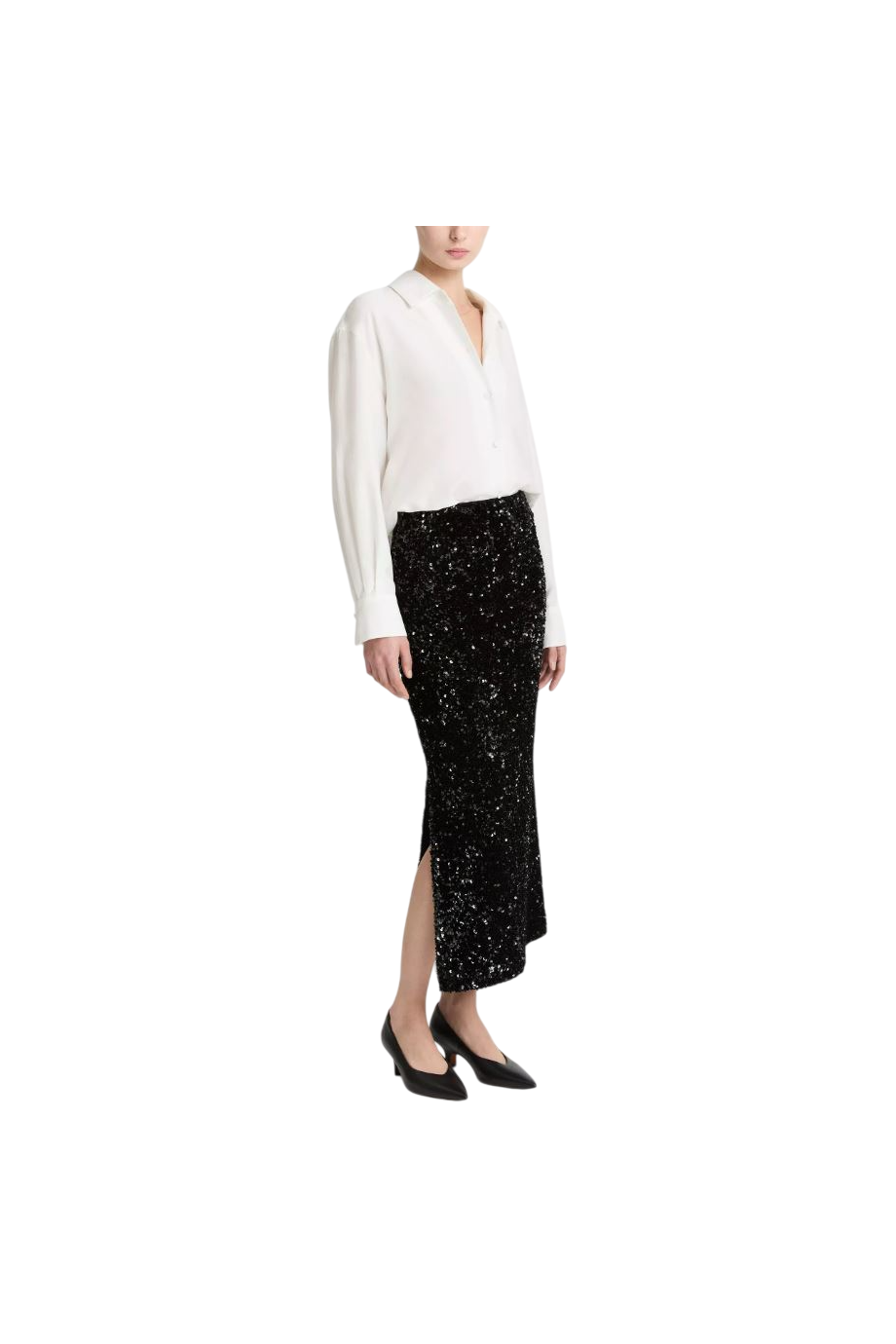 Sequined velvet maxi skirt