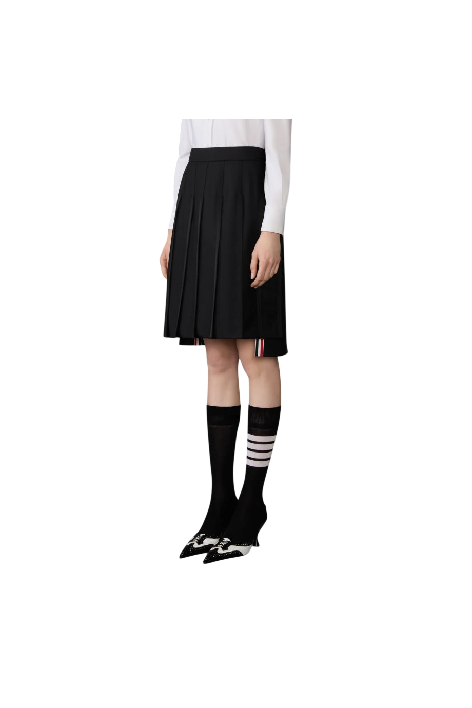 Pleated wool mini skirt