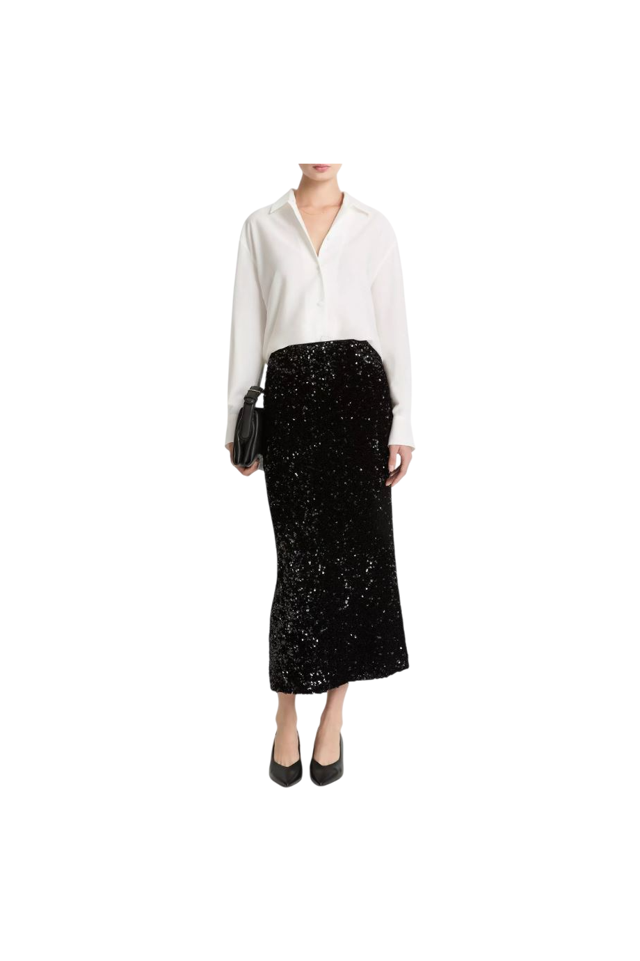 Sequined velvet maxi skirt