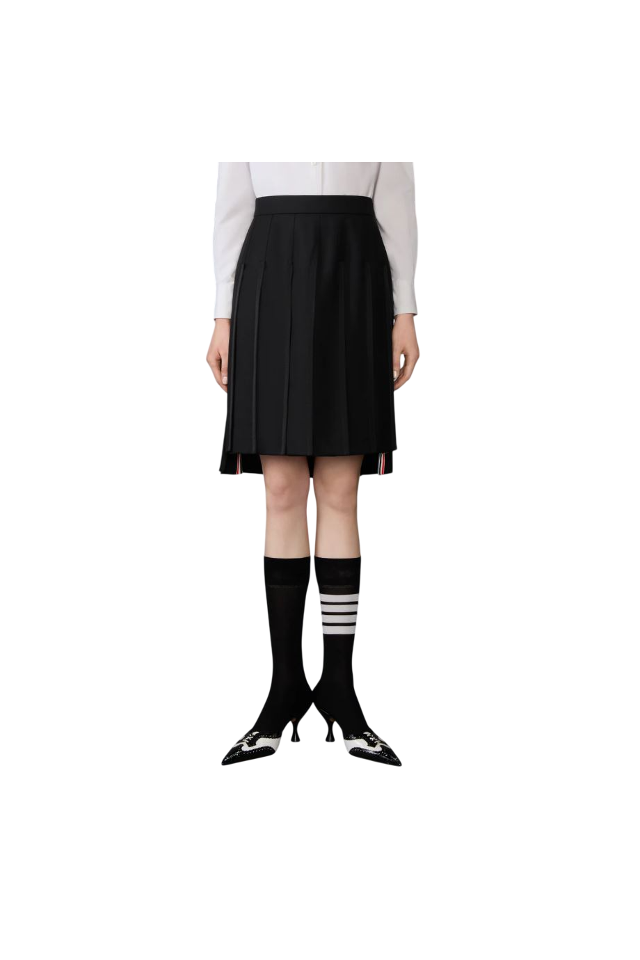 Pleated wool mini skirt