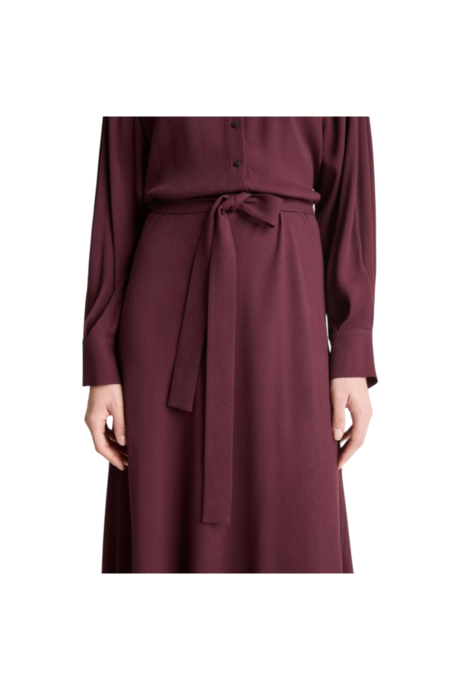 Crepe maxi shirt dress