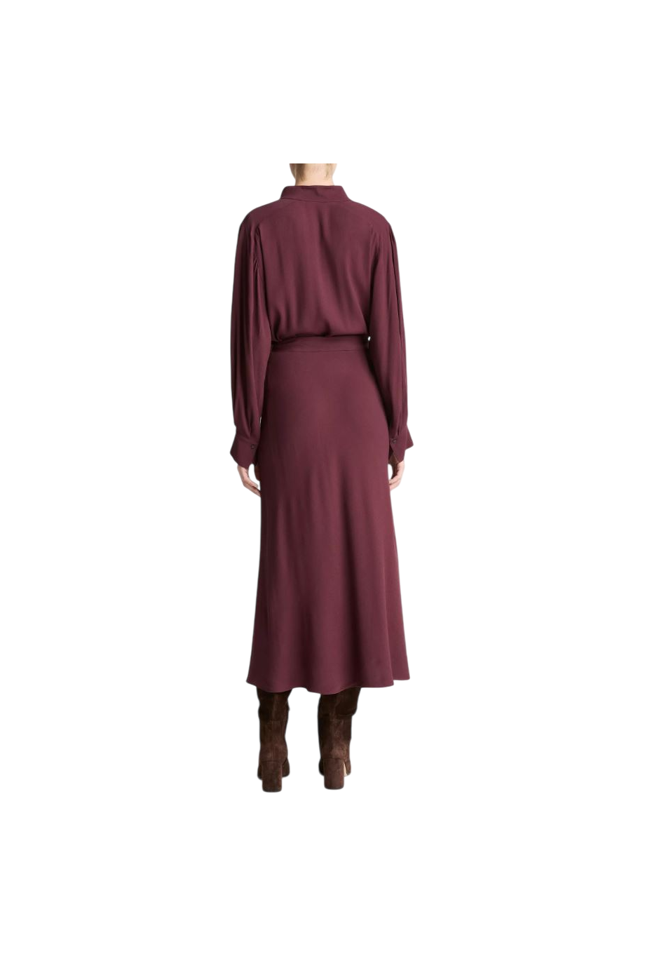 Crepe maxi shirt dress