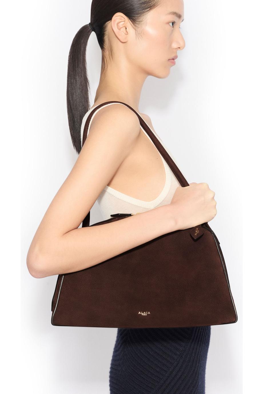 Medium suede top handle bag 