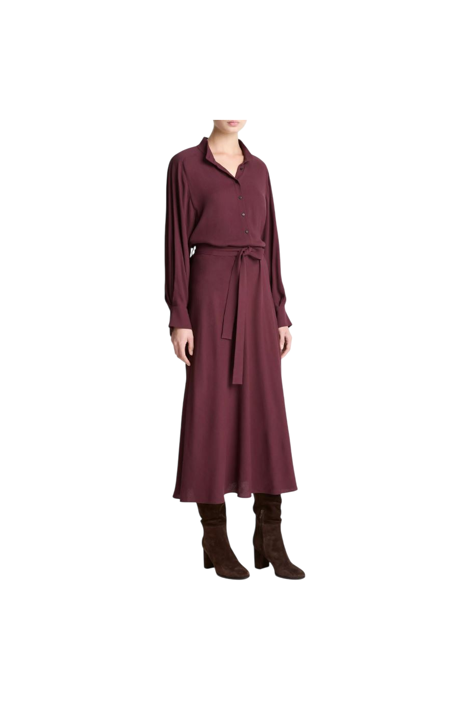 Crepe maxi shirt dress