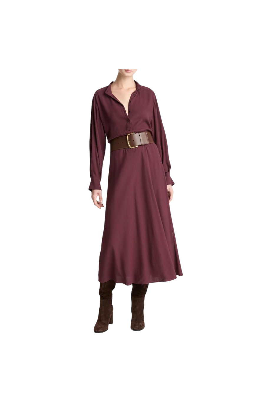 Crepe maxi shirt dress